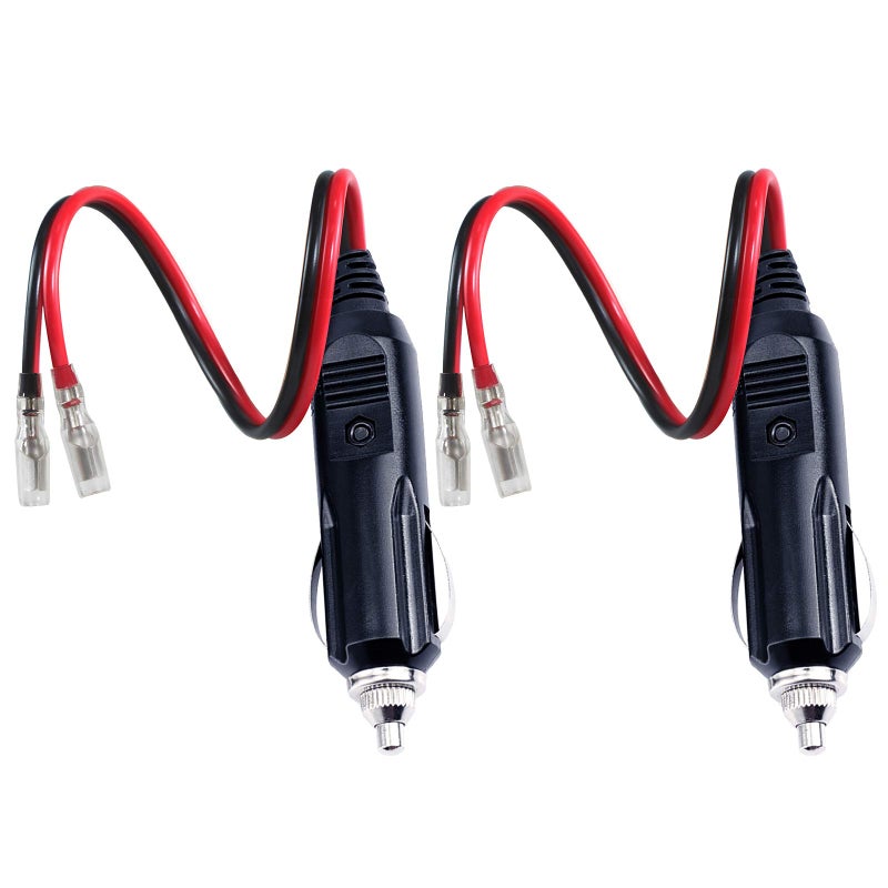 SPARKING [2 PACK] 12v 12Volt Replacement Cigarette Lighter Male Plug with Leads - Car Adapter Dc Battery Charger Kit Connectors Cigar Plugs Power Supply Accessories Heavy Duty Cord Auto Cable Led Light 15Amp - Image 5